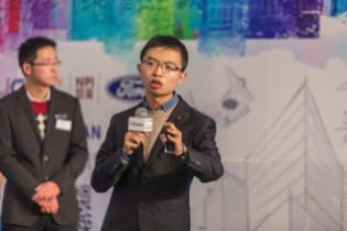 Mr. Pu Han was presenting his project in the roadshow sec...